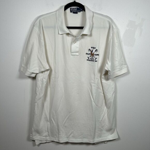 Polo Ralph Lauren Other - VTG Ralph Lauren Polo Shirt Men's Size XL White Crest RLPC Embroidered Pony 90s